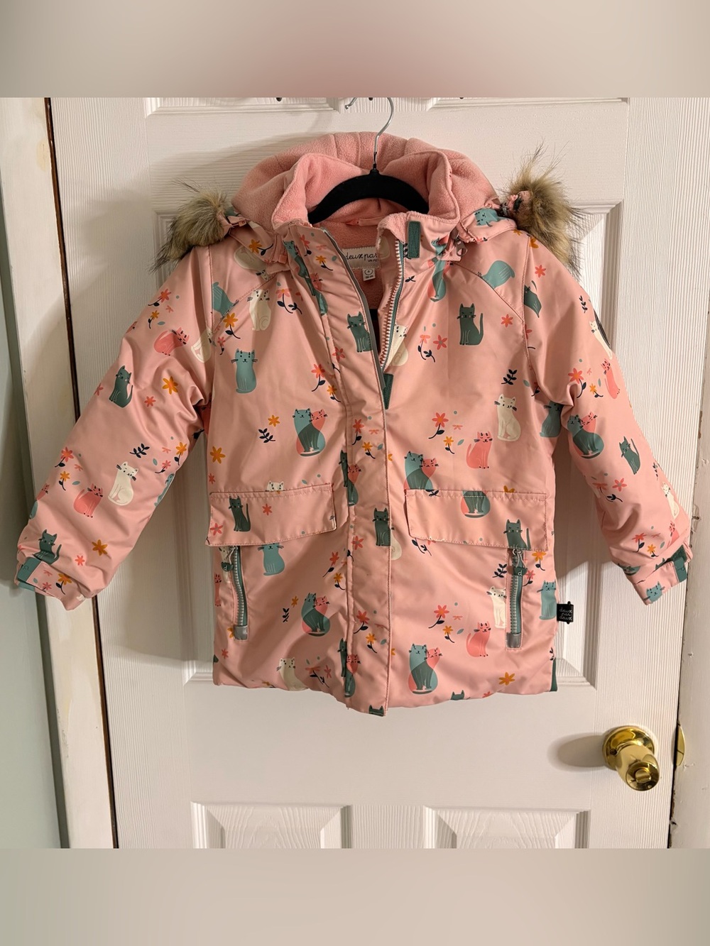 Children’s Girls Deux par Deux Winter Snow Jacket Printed Novelty Cats Sz 6